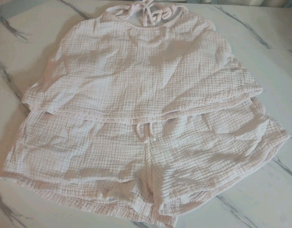 Colsie Pale Pink Pajama Set Size XS Coquette Cozy Soft Barbie Sleepwear 2pc
